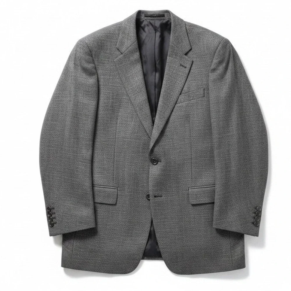 Lauren Ralph Lauren Grey Wool Micro Check Two Button Blazer Men's 41R Sport Coat