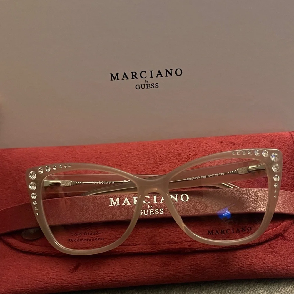 Marciano/Guess GM50001 059 Beige Plastic CatEye Eyeglasses Frame 56-16-145 NEW