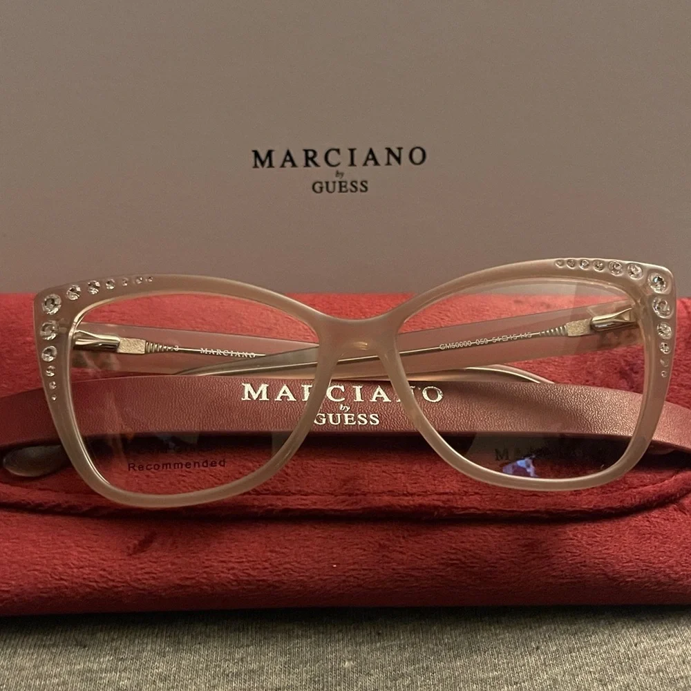 Marciano/Guess GM50001 059 Beige Plastic CatEye Eyeglasses Frame 56-16-145 NEW