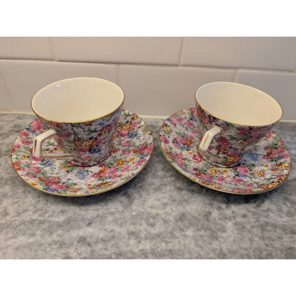 Vintage Lord‎ Nelson Marina Pattern Chintz Cup & Saucer Set Of 2 Made in England