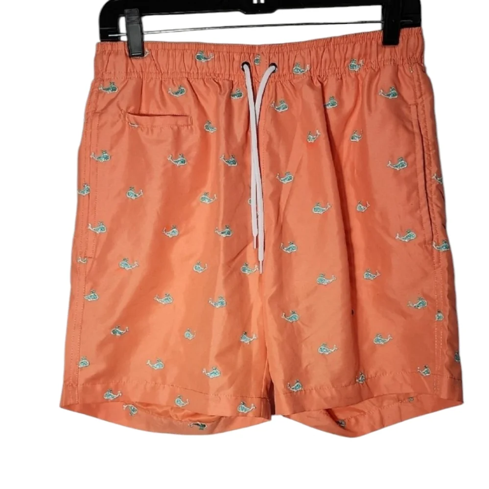 Surf Style‎ Men Swim Shorts Trunks Orange Color Embroidered Size S  NWT