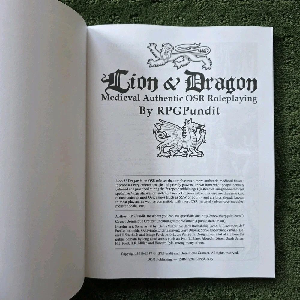 RPGPundit Book Lot Dark‎ Albion Lion & Dragon Medieval Grim Fantasy Roleplaying