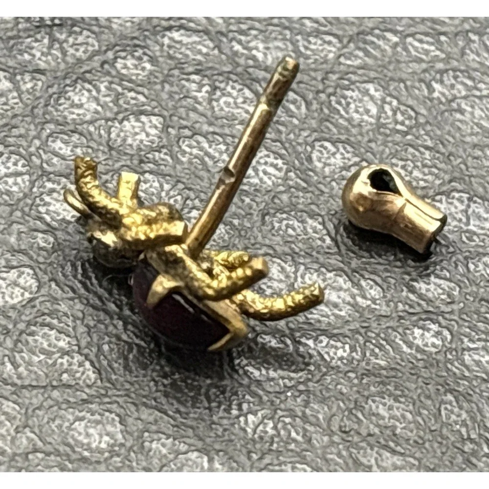 Vintage Victorian Tiny Beetle Bug Lapel Tie Tack Pin Red Cabochon Crystal