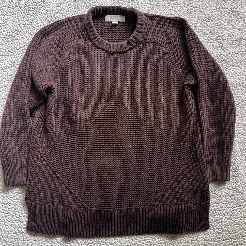 Michael Kors Chunky Brown Cotton Blend Knit Sweater Size Medium