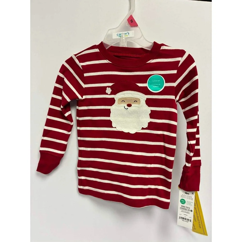 Christmas Pajama Set 18 Month Red Santa 2 Pc Baby Toddler Holiday Pajamas