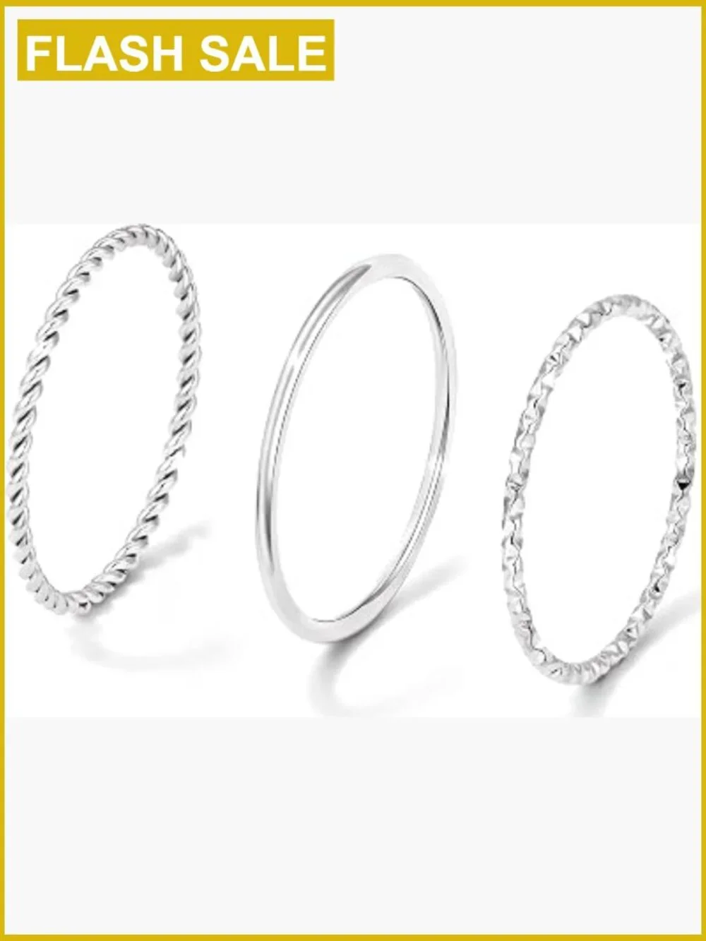 3-Piece Dainty Stackable Thin Ring Set 925 Sterling Silver