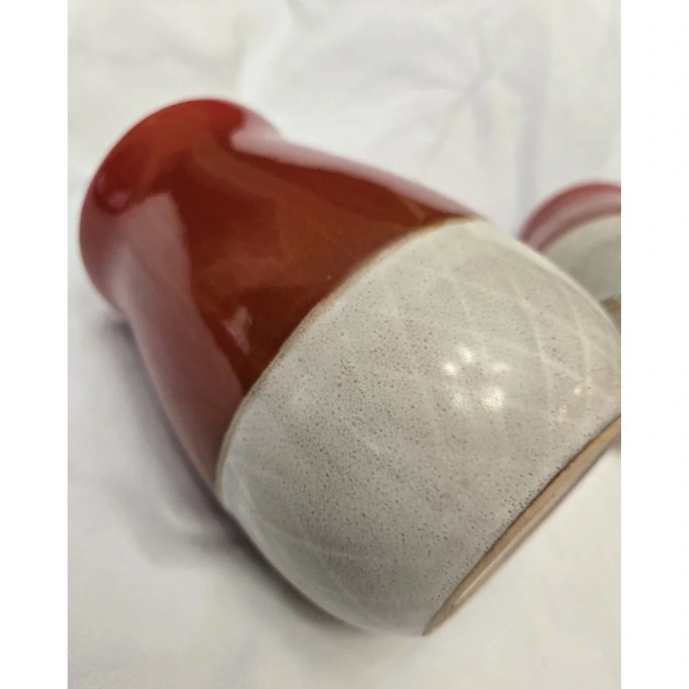 Unmarked/Unbranded Set Of Ceramic Red Tan Basket Weave‎ Kitchen Canister/Vases