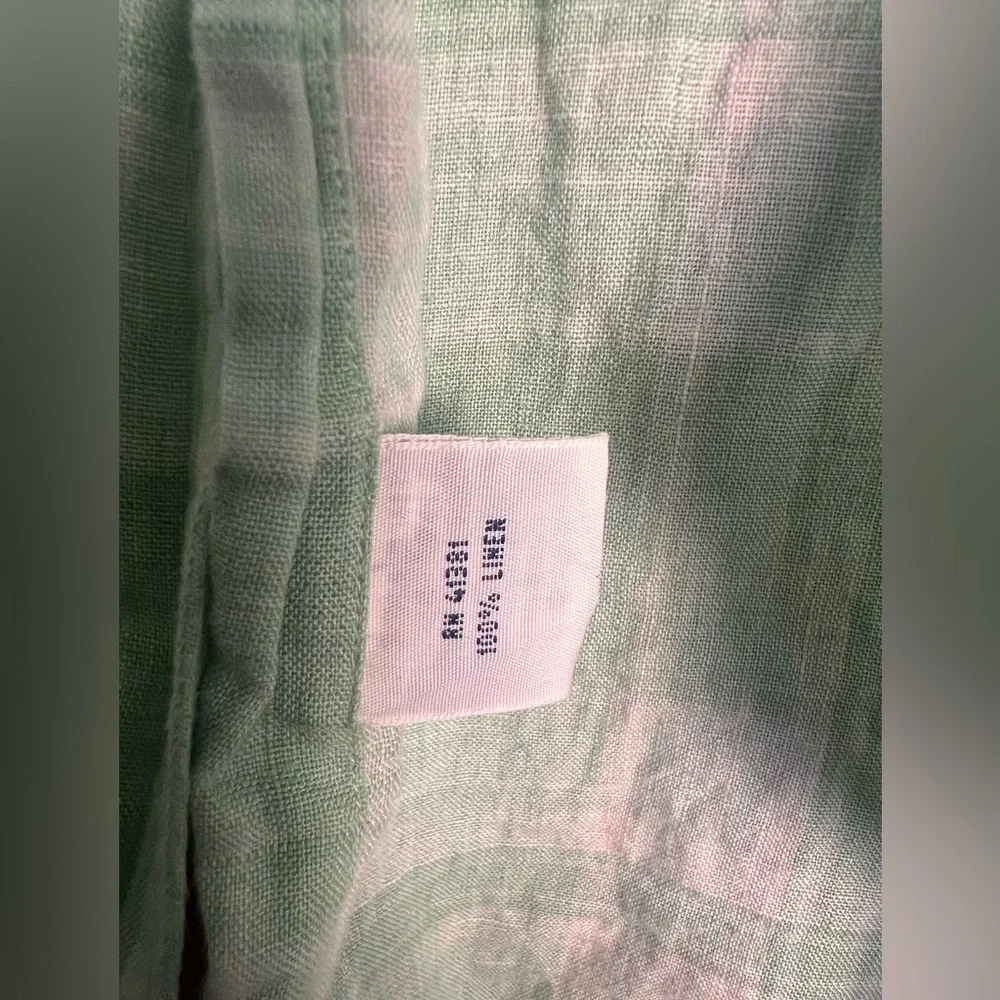 Polo Ralph Lauren Linen Light Green and White Plaid Men's‎ XL Long Sleeve Shirt