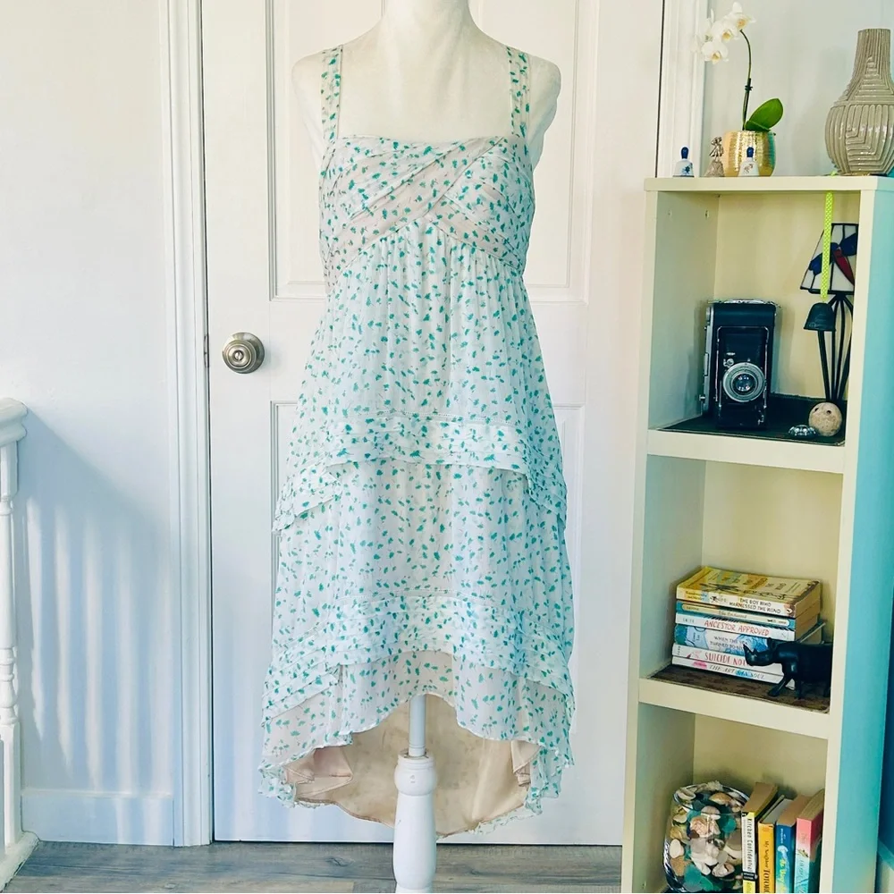 J. Crew Silk Chiffon Floral Trellis High Low Maxi Dress (size 8)