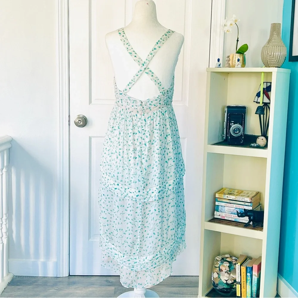 J. Crew Silk Chiffon Floral Trellis High Low Maxi Dress (size 8)