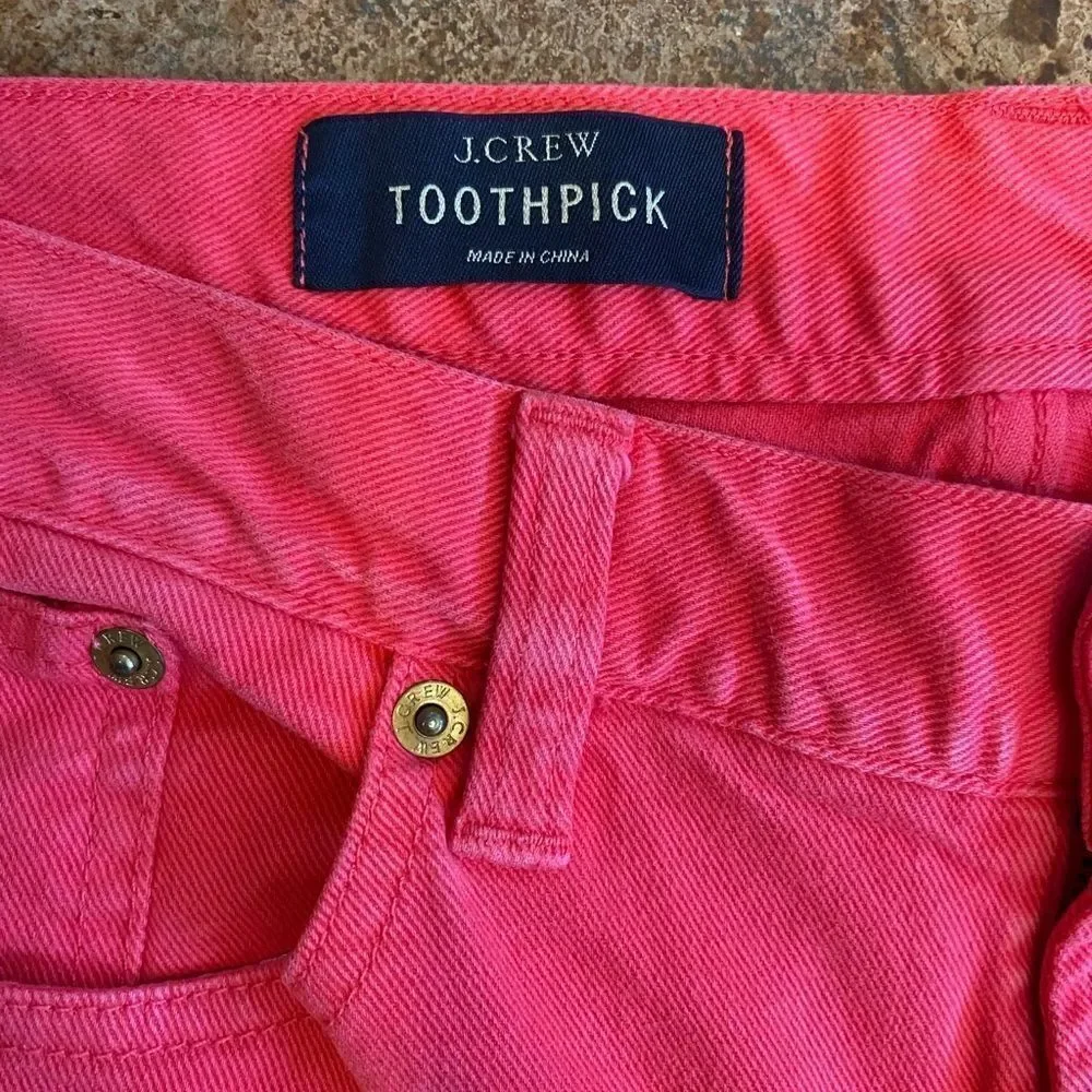 J CREW TOOTHPICK women's pink coral skinny ankle jeans‎