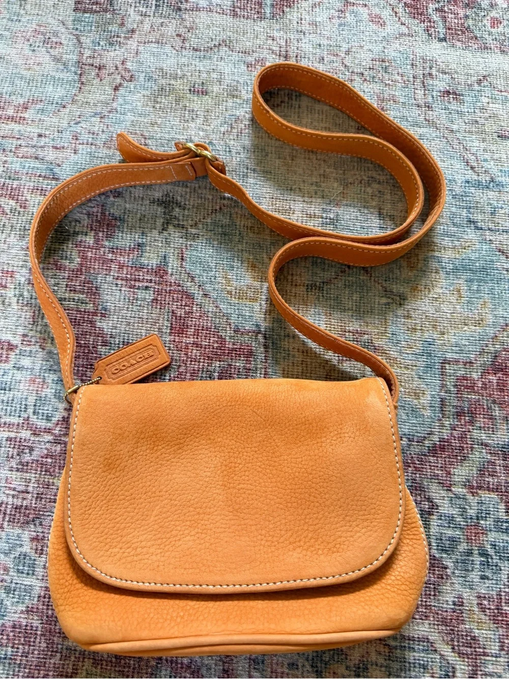 Coach Sonoma Small Flap Bag Pebbled Nubuck Leather Crossbody in Orange May 1996