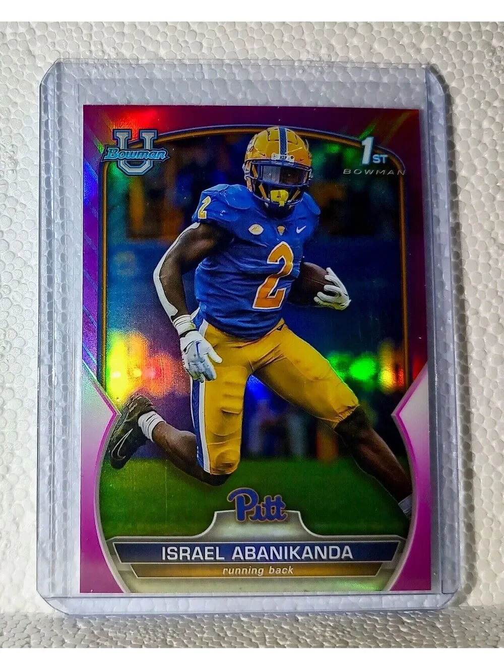 Israel Abanikanda 2022 Topps 1st Bowman U Pink Refractor Football #95 Card Pitt