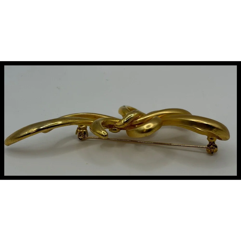 Bow Brooch Women Gold Abstract Ribbon Pin Accessory