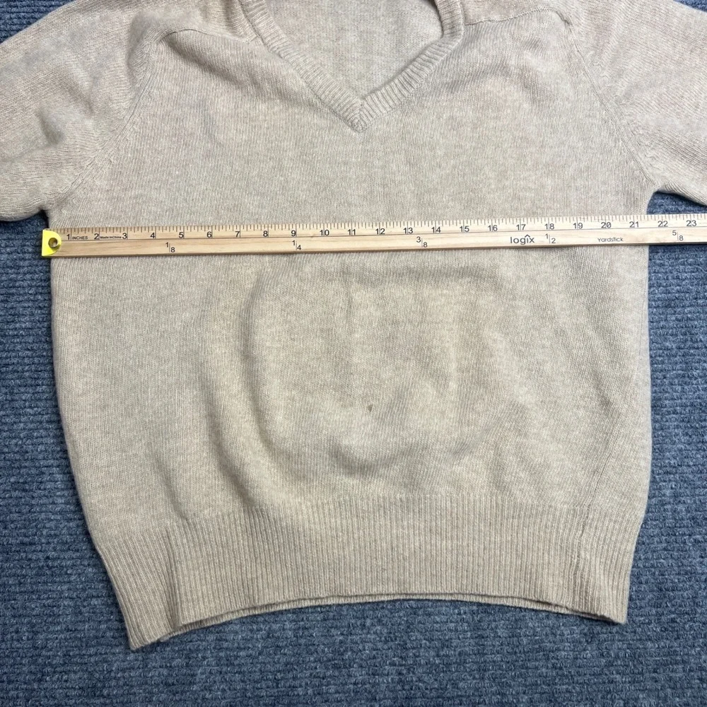 Pacific Club by NAK Mens XL V-Neck Sweater 100% Lambswool Tan Beige Knit