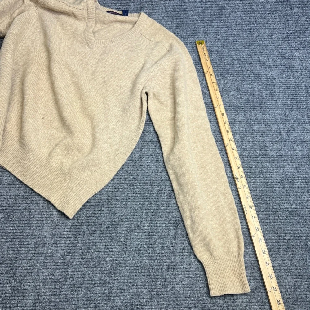 Pacific Club by NAK Mens XL V-Neck Sweater 100% Lambswool Tan Beige Knit