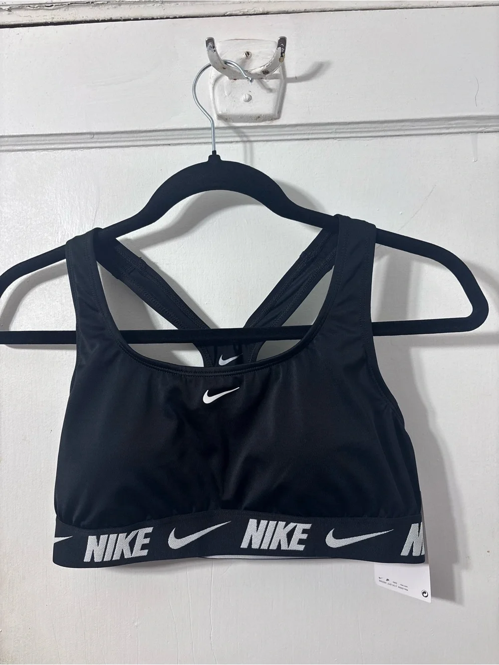 Nike Black Sports Bra with White Logo Band