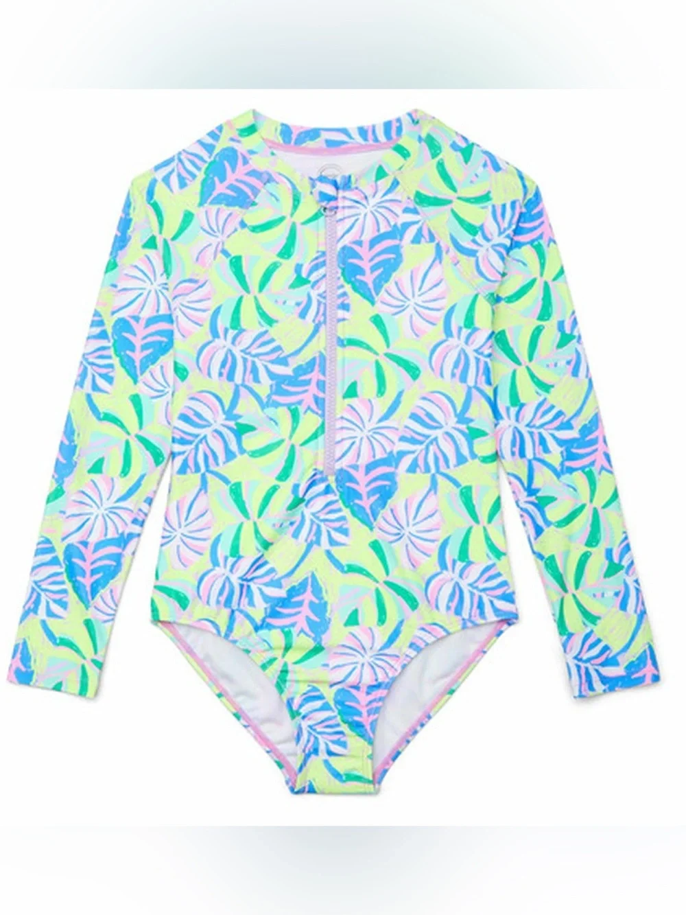 Girls XXL Tropical One Piece Rash Guard Swimsuit Bright Lilly Style Print