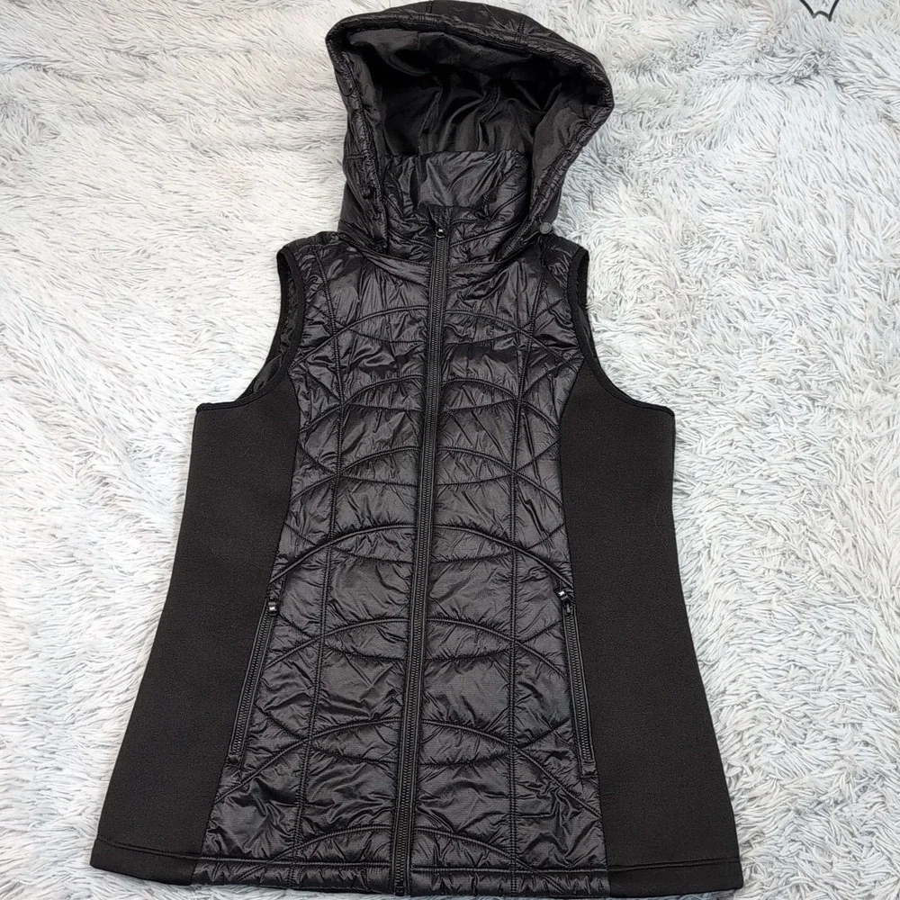 Michael Kors Vest Womens M Black‎ Removable Hood Gorpcore Comfy Zip Up Pockets