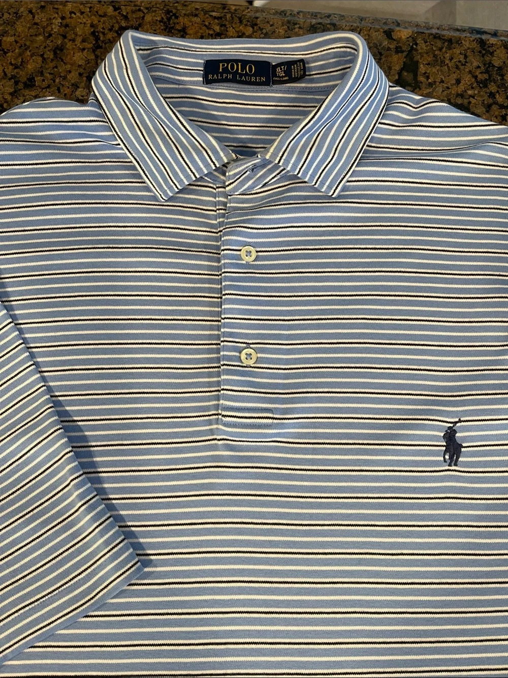 Polo by Ralph Lauren Light Blue, White & Navy Striped Polo Shirt