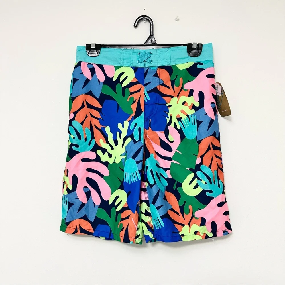 NEW Teen Tween Boys' Tropical Leaf Print Swim Trunks Board Shorts NWT Boys 14/16