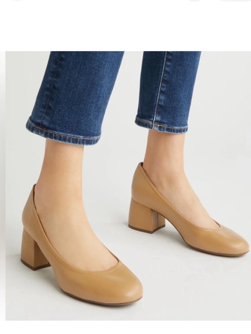 Vionic Carmel Leather Block Heel Pumps Women’s Size 9.5