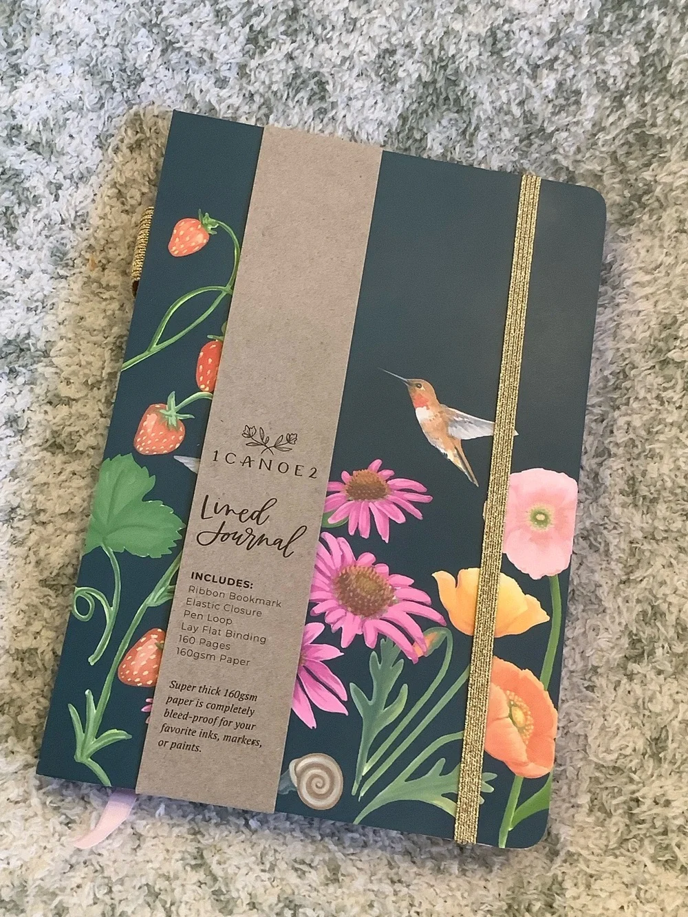 Strawberry Hummingbird Nature Travel Creative Journal Notebook NWT 160 lined pgs