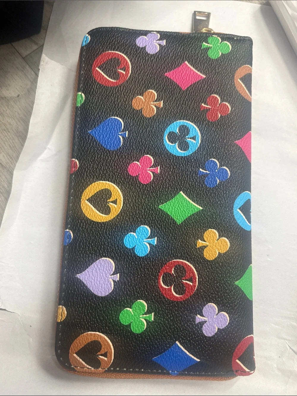 Multicolor Monogram Zip Wallet - Black Background
