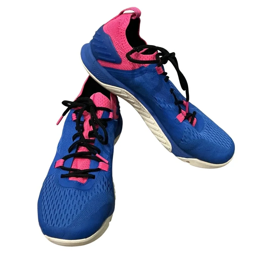 Under Armour TriBase Reign 2 Mens 7.5 EU 40.5 Blue Pink Training Shoes Running