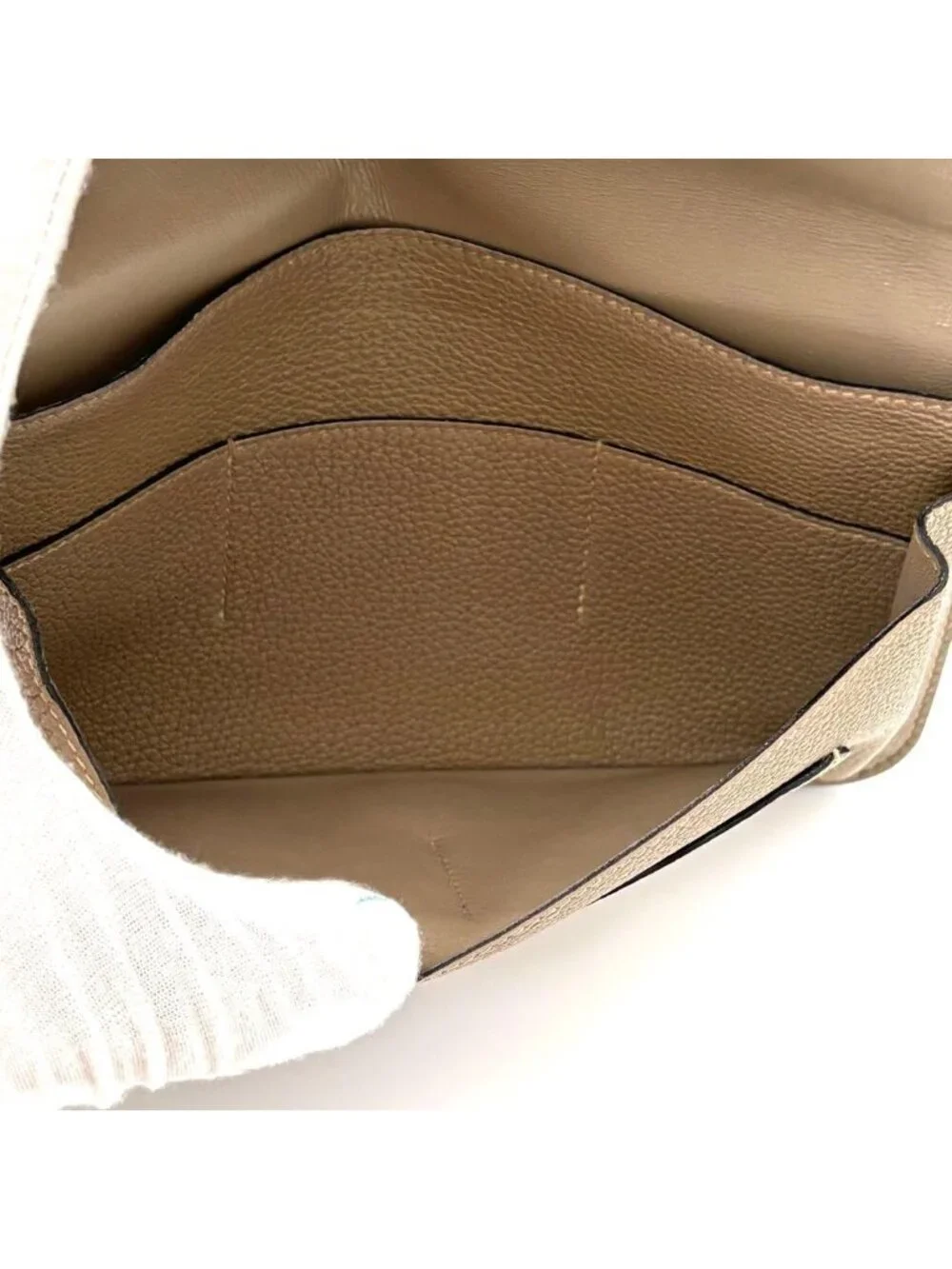 Hermes Dogon GM Taurillon Clemence Beige Gold Wallet