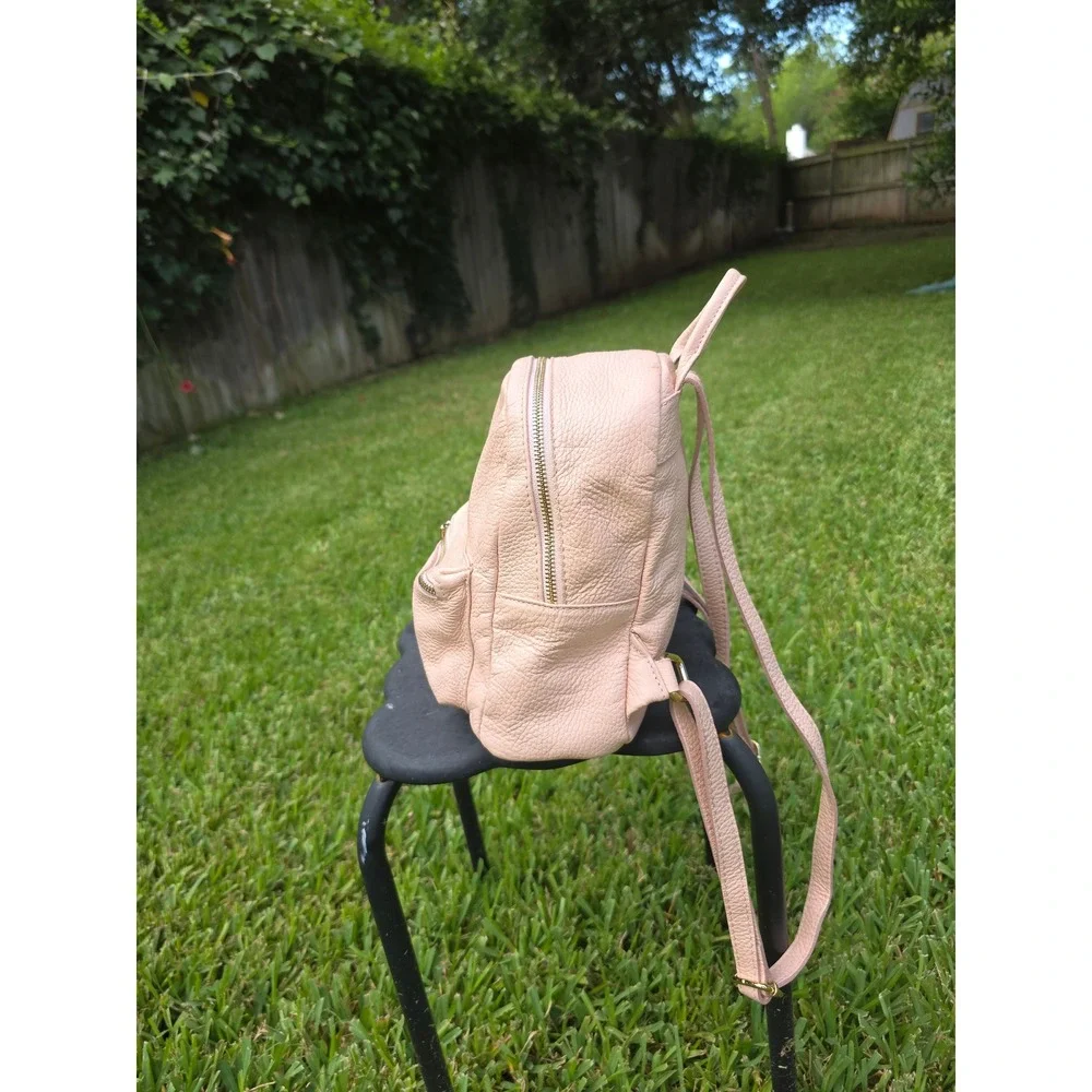 Made in Italy Blush Pink Pebbled Leather Mini Backpack Gold Hardware Handbag