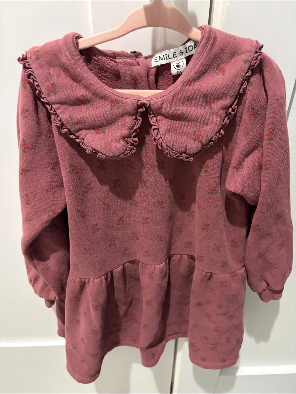 Emile et Ida Rosewood Pink Floral Peter Collar Dress