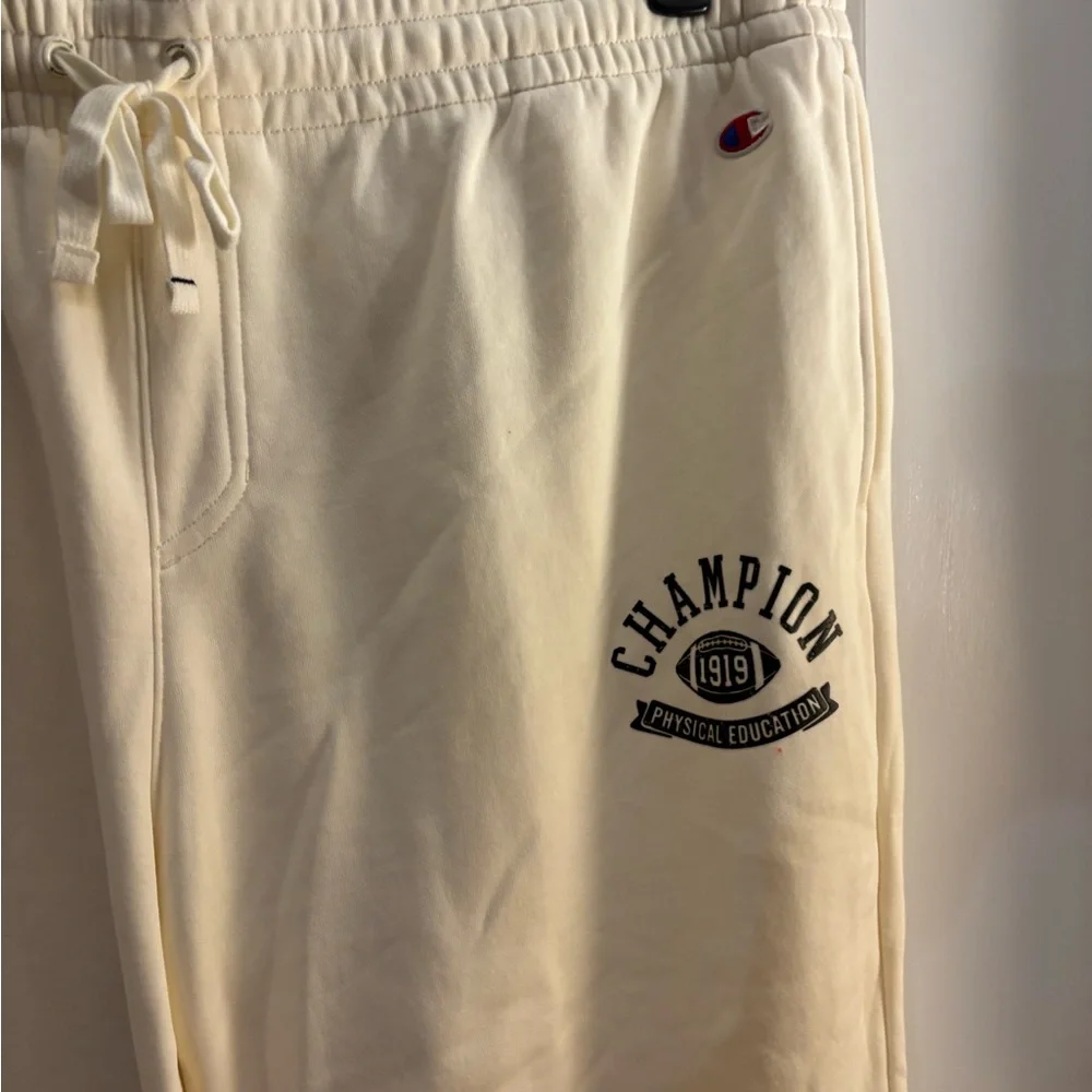 Champion Men's Loose Fit Cream Logo Sweatpants Sz XXL NWT