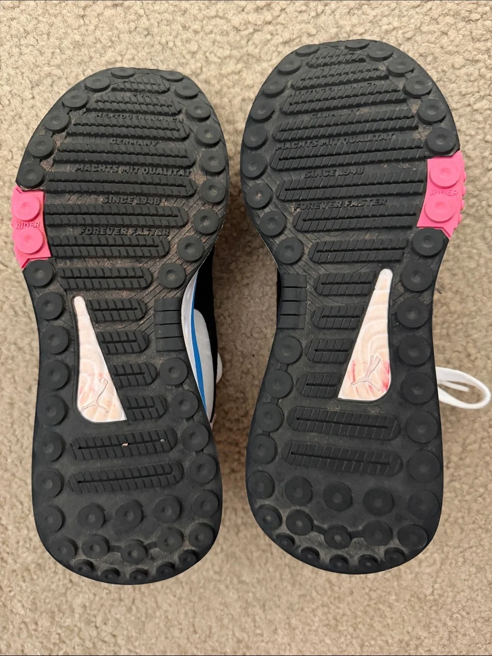 Puma White, Black, Blue & Pink Retro Runner Sneakers