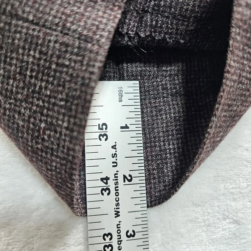 Hugo Boss Wilhelm4 100% Wool Dress Pants 36x30 Burgundy Flannel Puppytooth NWOT