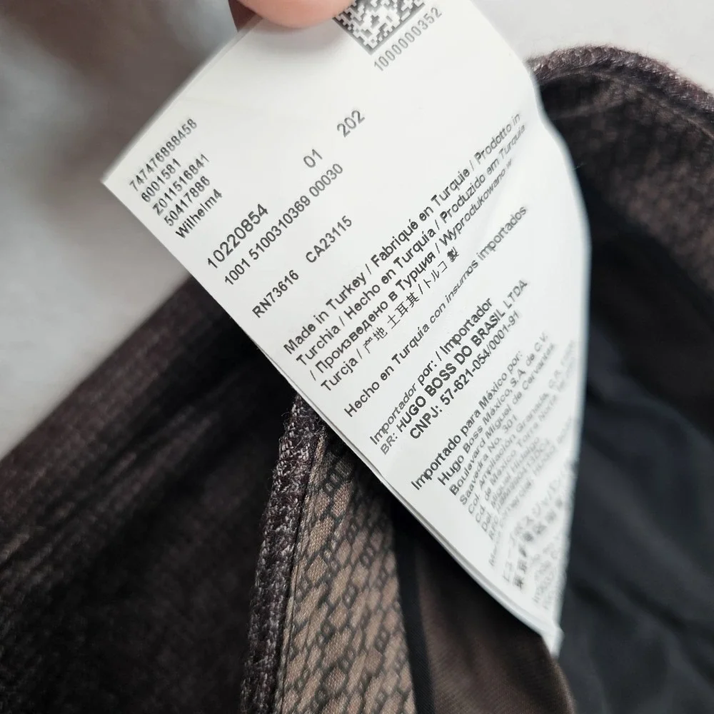 Hugo Boss Wilhelm4 100% Wool Dress Pants 36x30 Burgundy Flannel Puppytooth NWOT