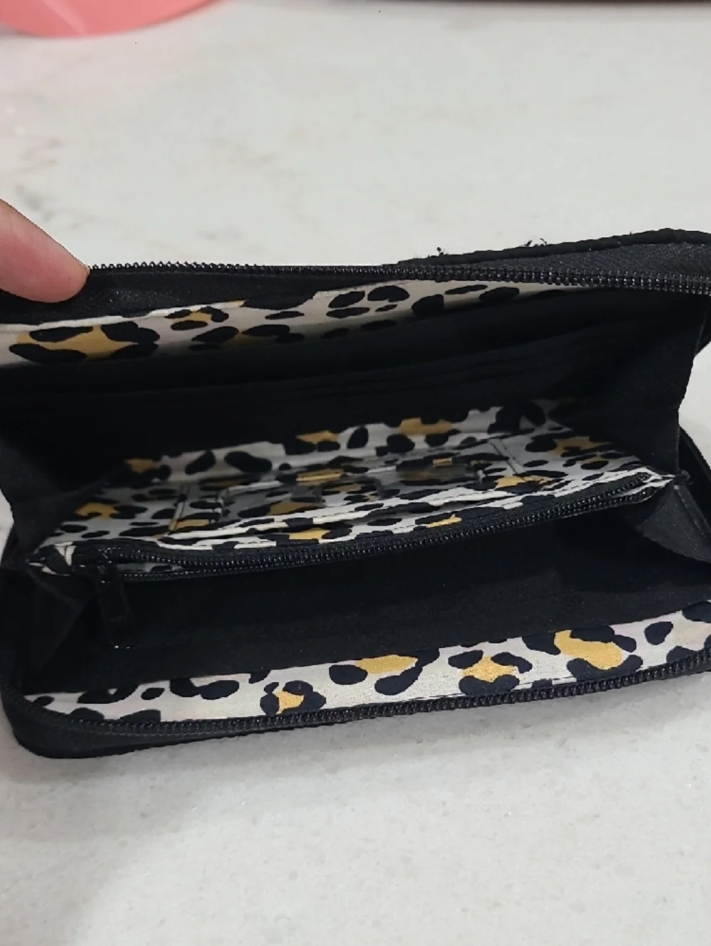 Vera Bradley Black Quilted Zip-Around Wallet with Logo Plate
