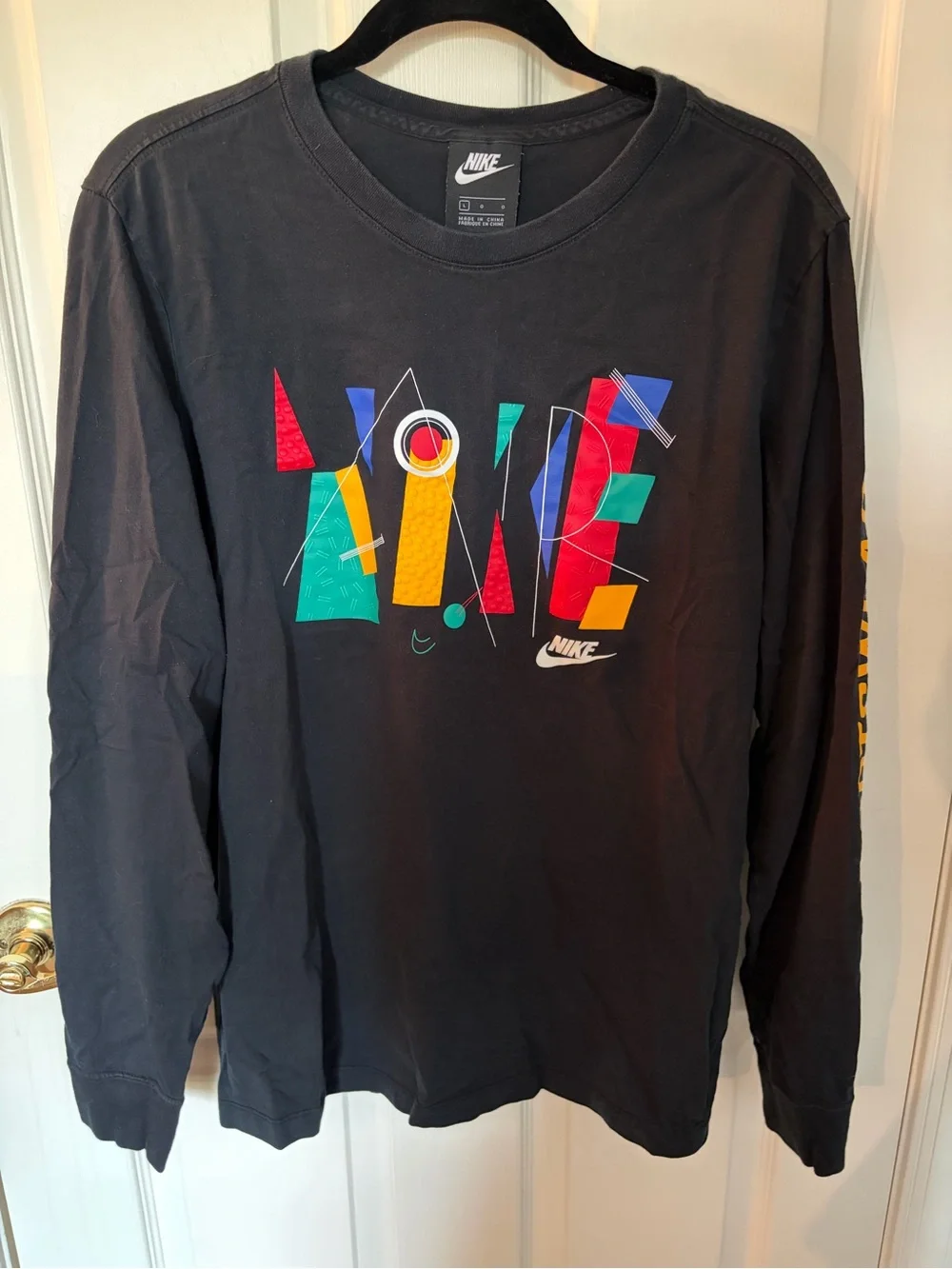 Nike Black T-Shirt with Geometric Lettering