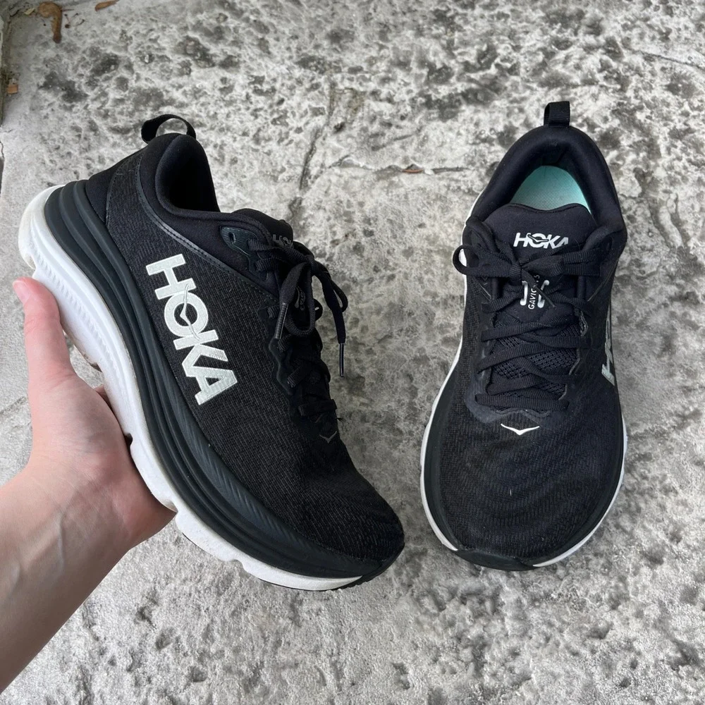 Hoka Gaviota 5 Womens Running Shoes Black White 1134235 BWHT Size 9B Stability