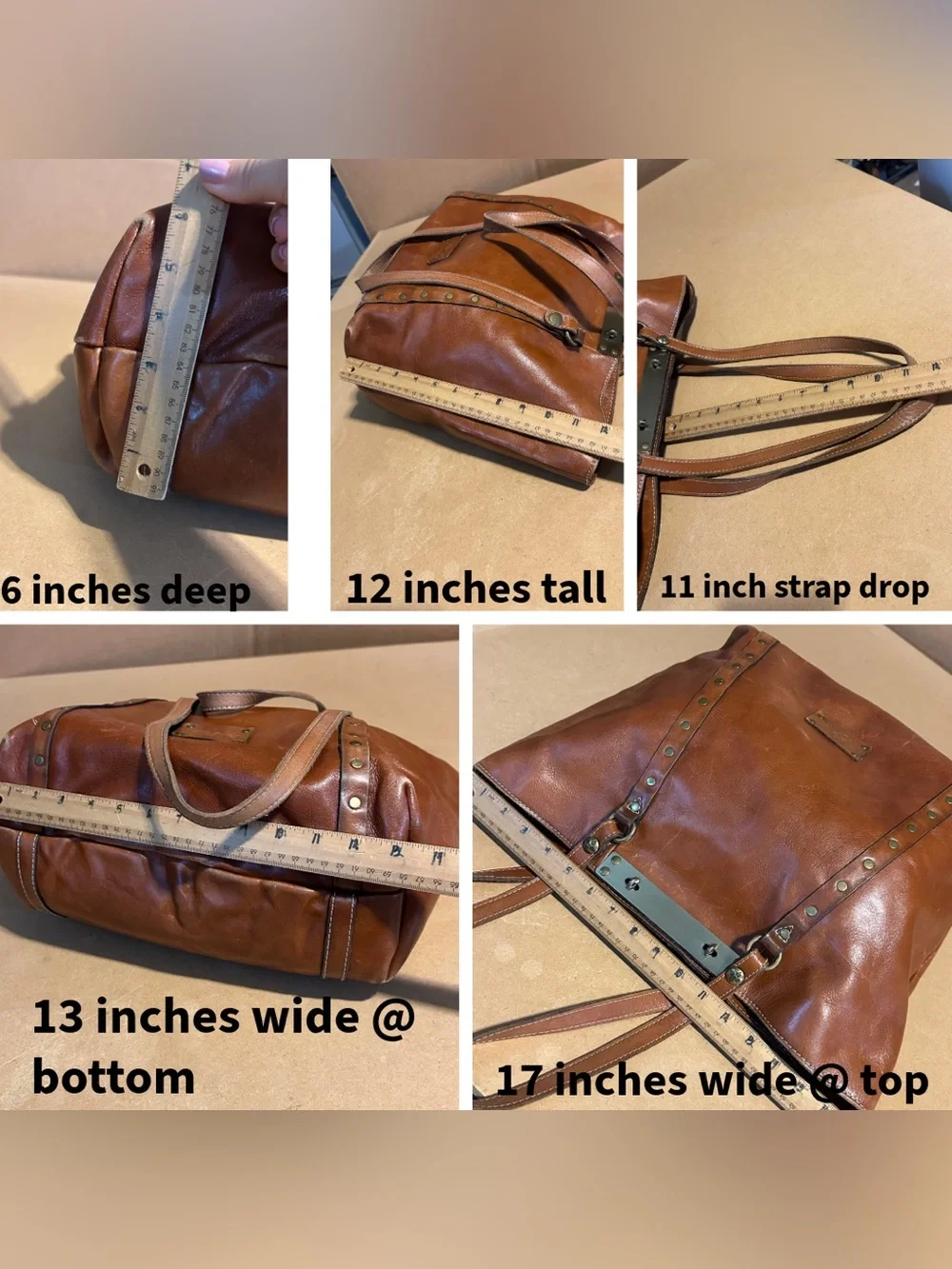 PATRICIA NASH COGNAC BROWN LEATHER BENVENUTO LARGE SHOULDER BAG