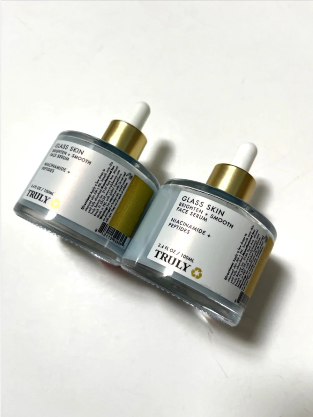 Truly Glass Skin Brighten + Smooth Face Serum Duo Niacinamide Peptides 100mL