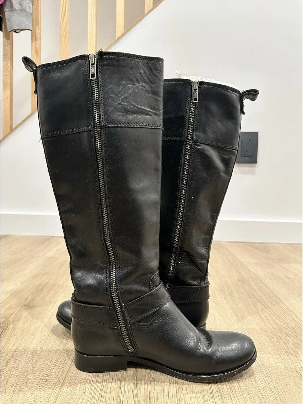 Frye Women's Black Melissa Harness Leather Riding Boots Size 6 B