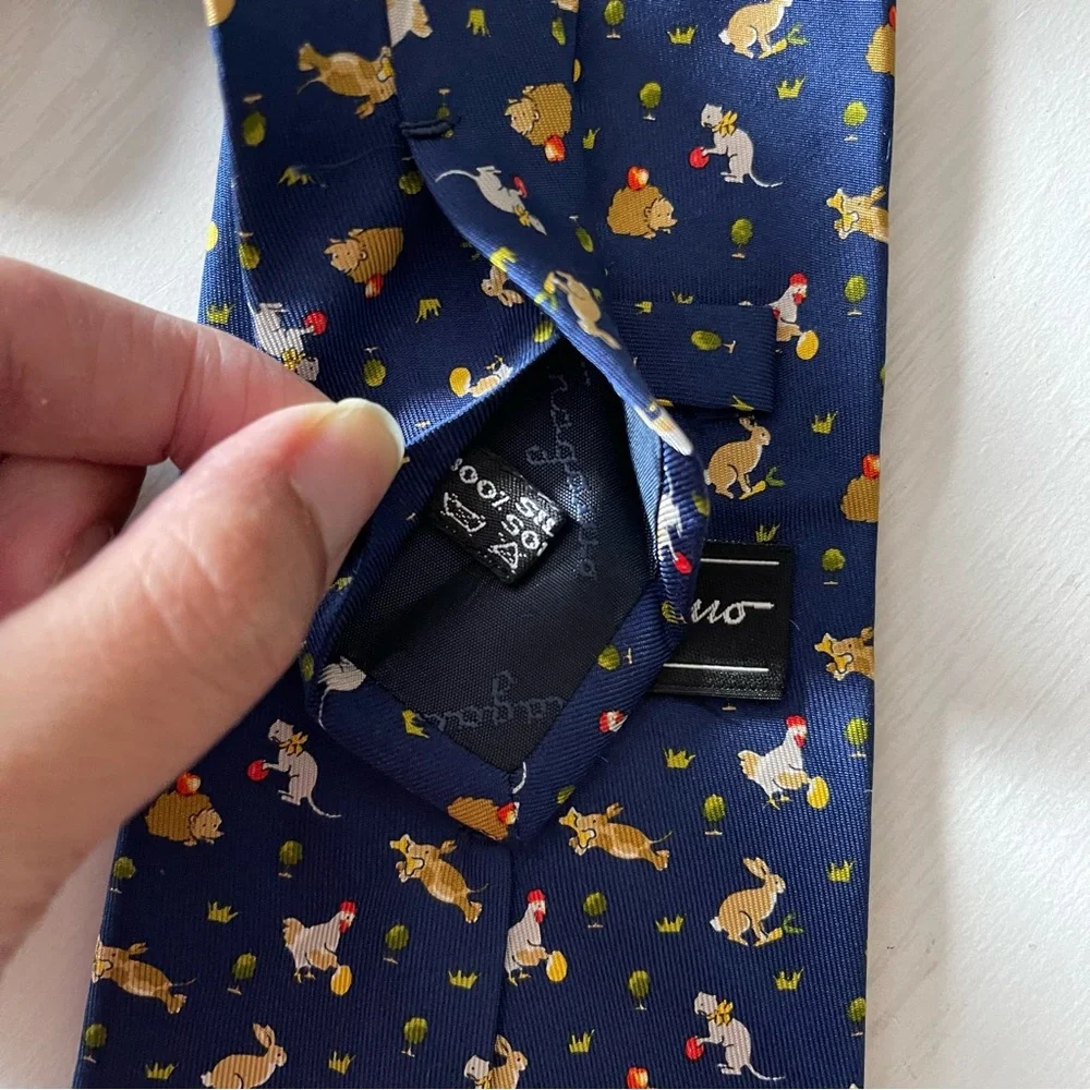 Salvatore Ferragamo Animal Bunny chicken Hedgehog Men’s Neck Tie