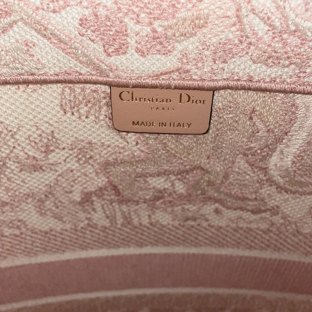 LARGE Dior Book Tote Pink Toile de Jouy Embroidery