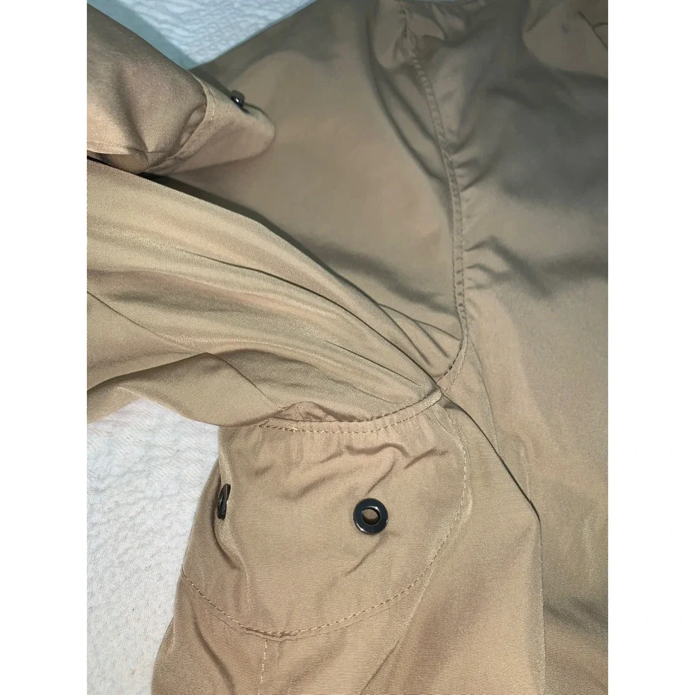 Polo Ralph Lauren Mens Tan Windbreaker Jacket Stowaway Hood Fleece Lined Large