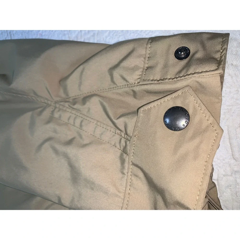 Polo Ralph Lauren Mens Tan Windbreaker Jacket Stowaway Hood Fleece Lined Large