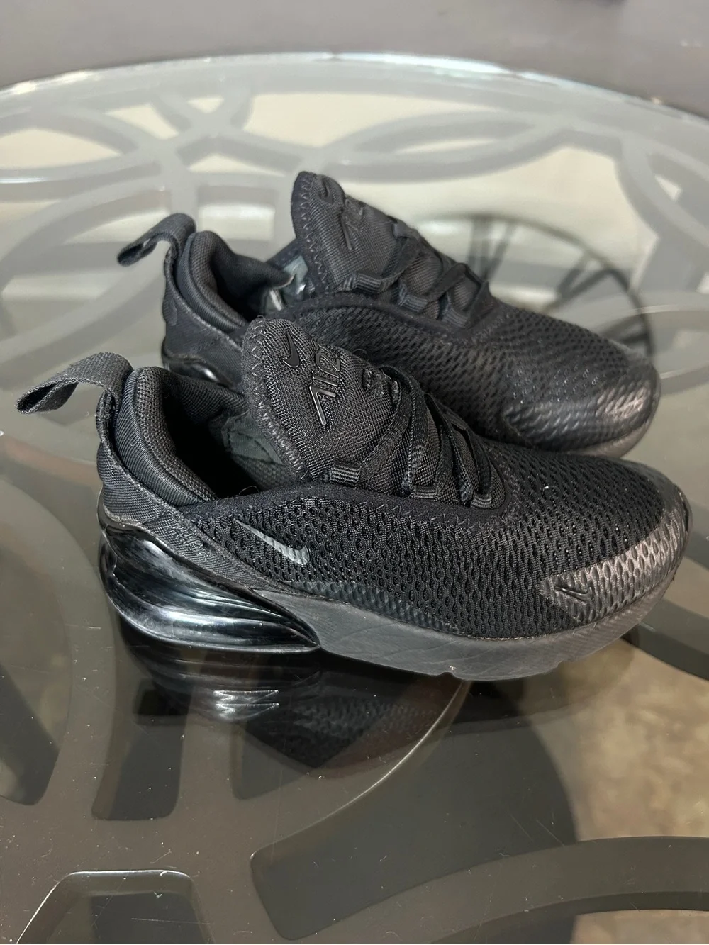 NIKE Air Max 270 Triple Black Kids Sneakers Size 11C running Shoes