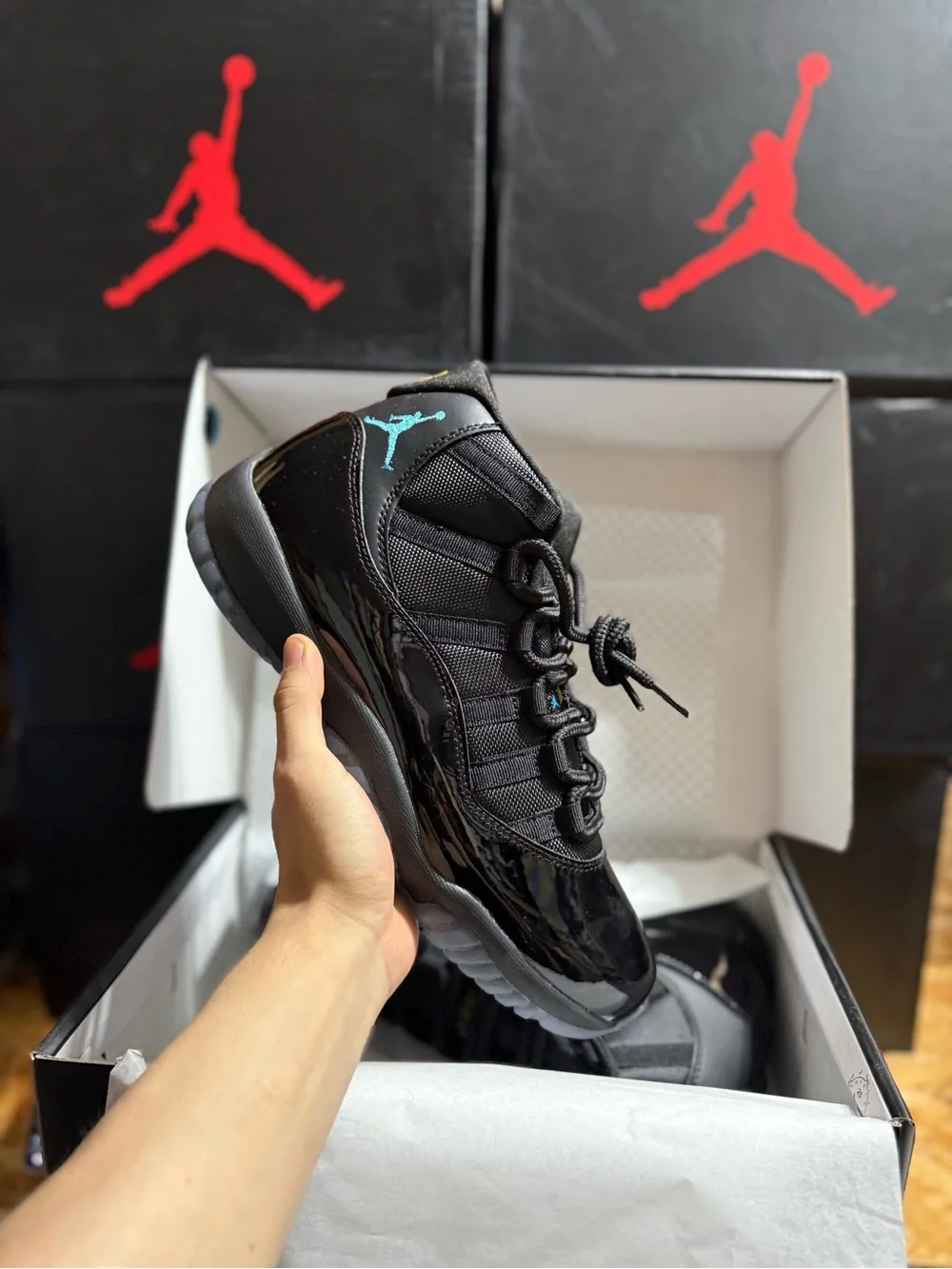 Air Jordan 11 Low Retro Gamma Blue Black with Teal Jumpman