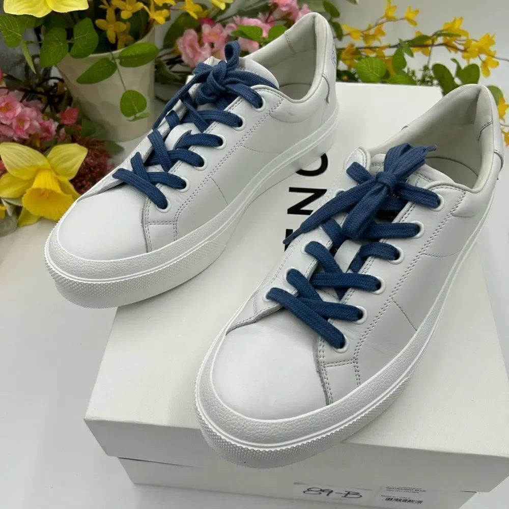 Givenchy White Leather Sneakers with Blue Laces