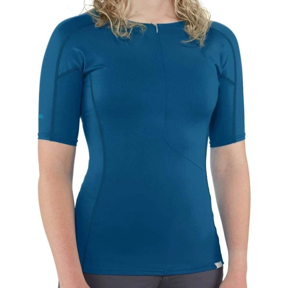 NRS Women's H2Core Rashguard Short Sleeve Shirt Large Poseidon Dark Blue‎ NEW